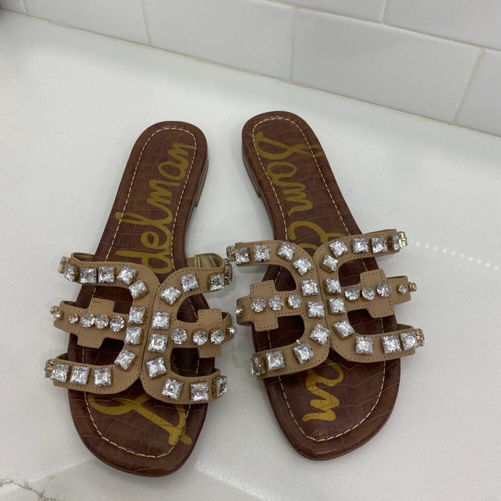 Sam Edelman Tan Sandals with Crystal Accents